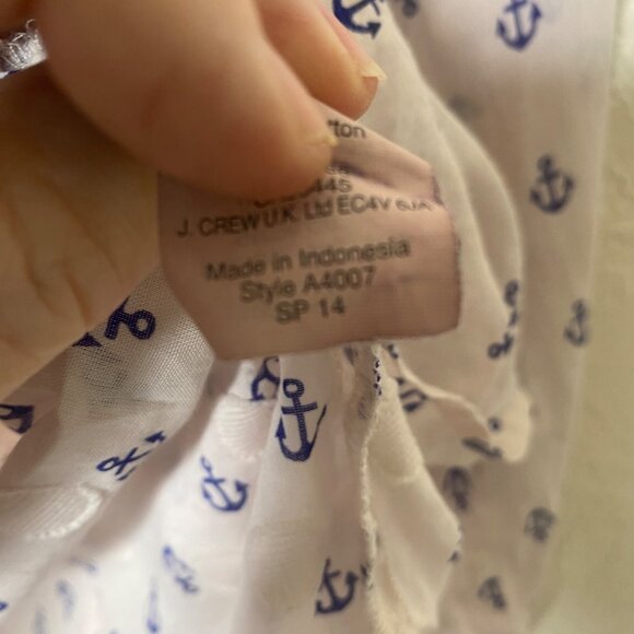 J. Crew Button-Up Shirt Womens Size S White Blue Cotton Anchor Print Long Sleeve - Picture 8 of 12